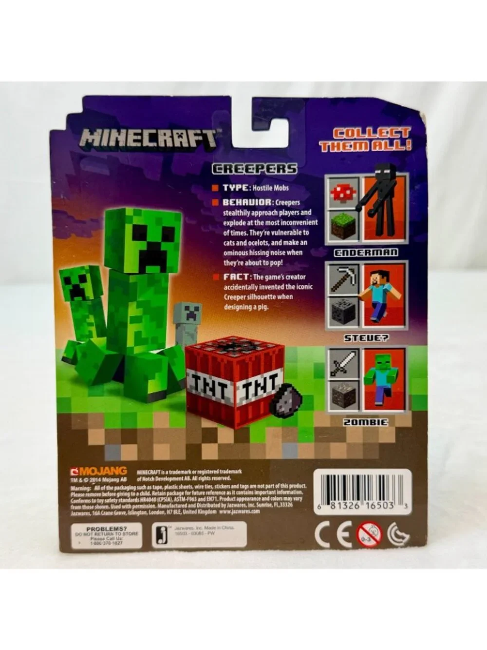 Minecraft Series 1 Overworld Creeper Fully Articulated Figure Pack Mojang 2014